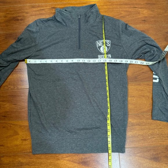 Brooklyn Nets 3/4 Zip We Go Hard Men's Long Sleeve Shirt Pullover Gray Size S - Picture 7 of 9